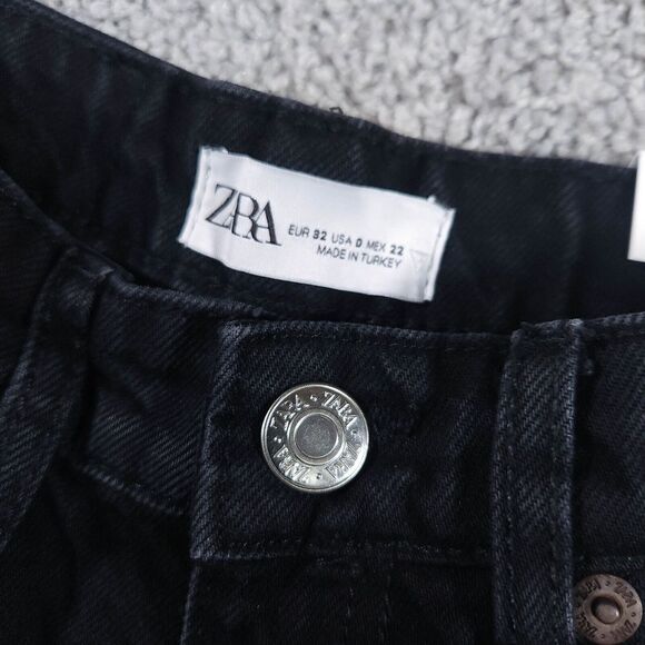 Zara Jeans Womens 0 Wide Leg Crop Capris Black Baggy Y2K Hip Hop Distressed - Picture 4 of 14